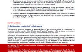    Data protection regulation position paper